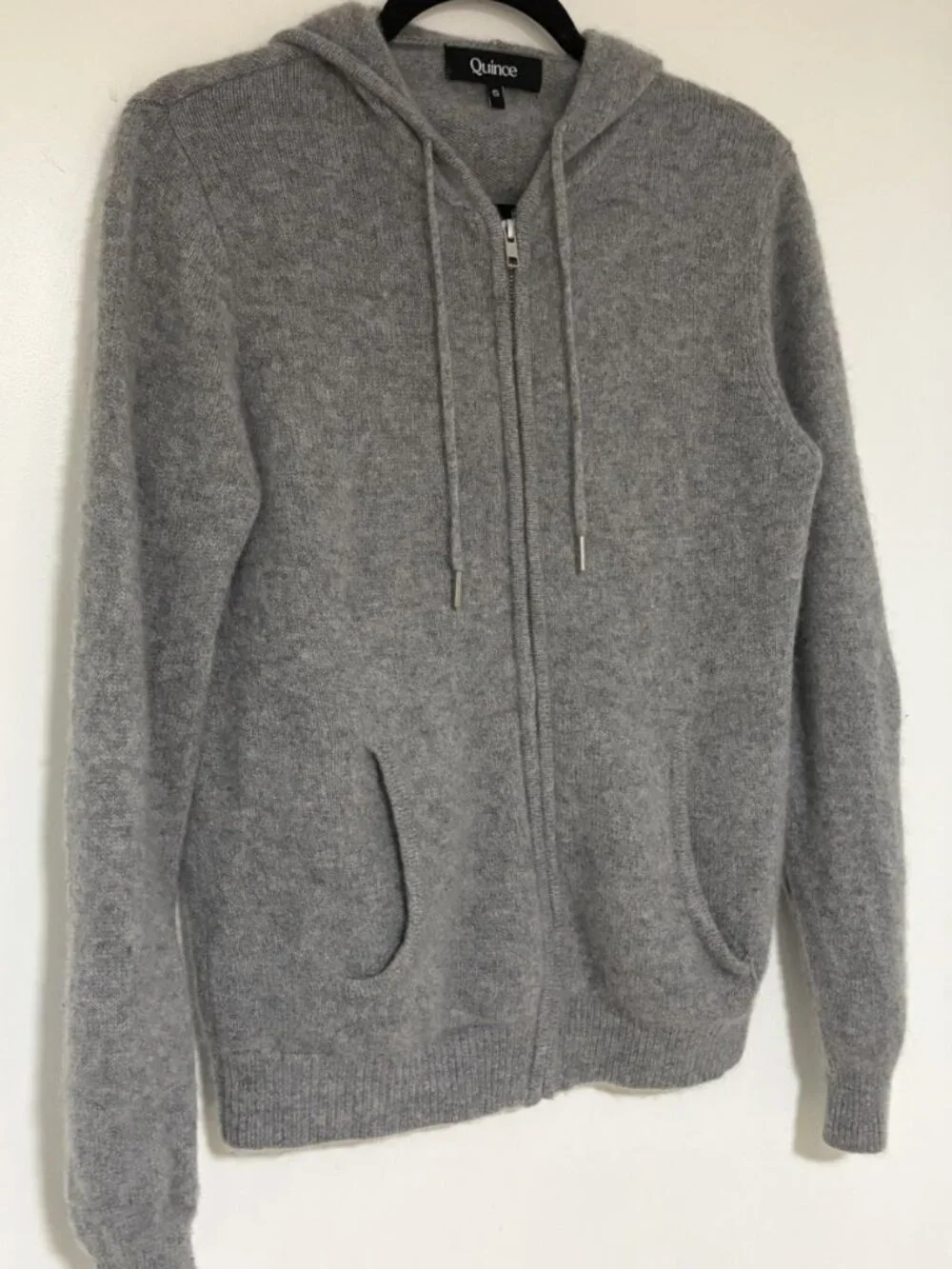 Quince Women’s Gray 100% Cashmere Full Zip Hoodie Sweater Size Small Pockets - Picture 3 of 8